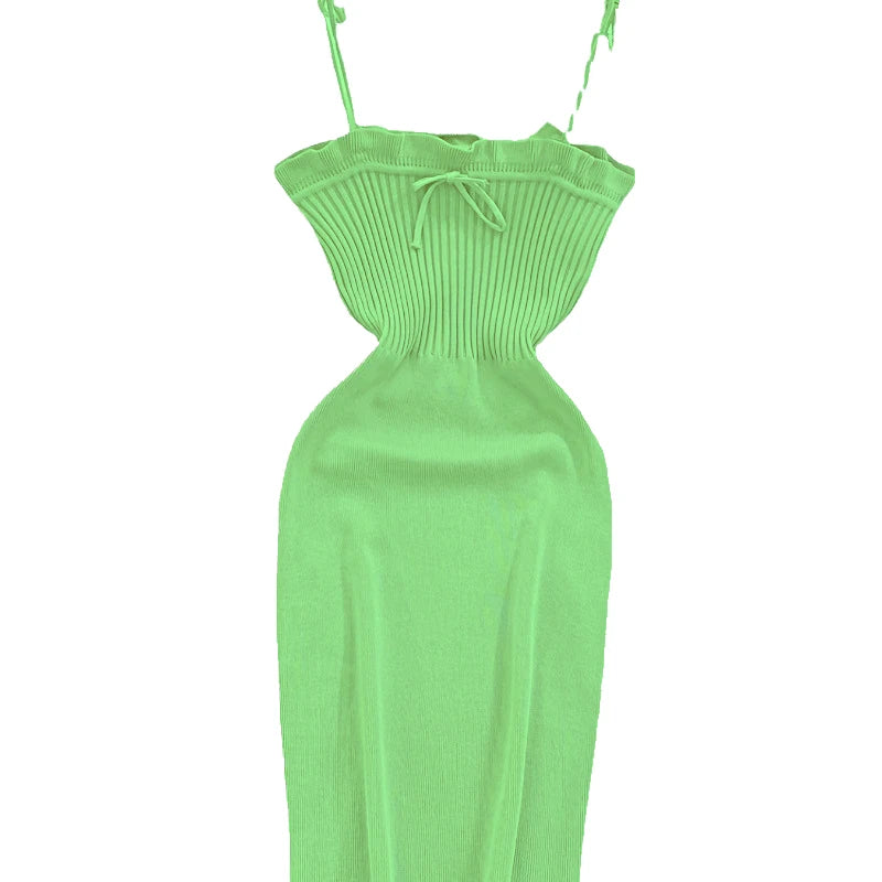 Ribbed Lace Up Dress