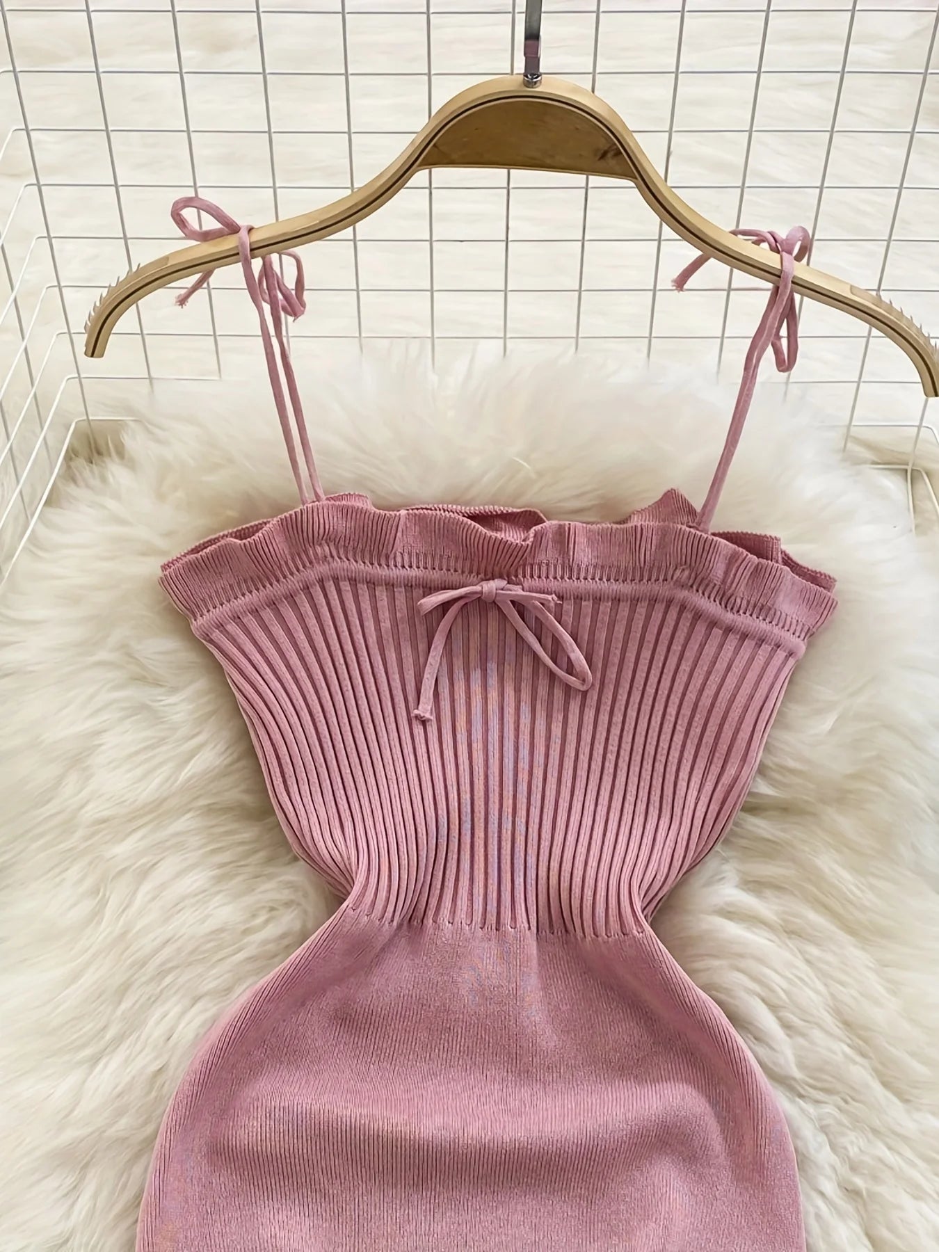 Ribbed Lace Up Dress