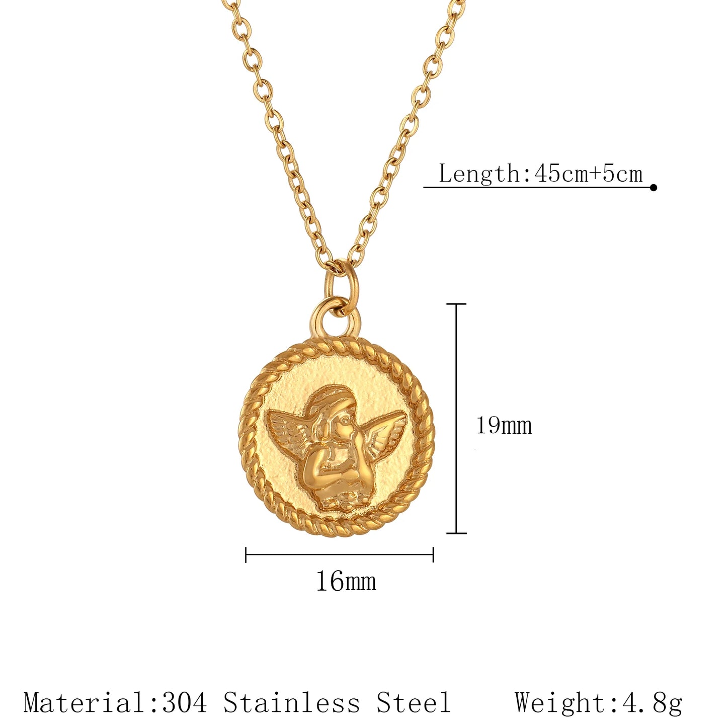 Stainless Steel Geometric Necklace For Women Elegant Heart/Angel/Round/Sun Natural Shell Pendant Clavicle Chain Jewelry Gifts