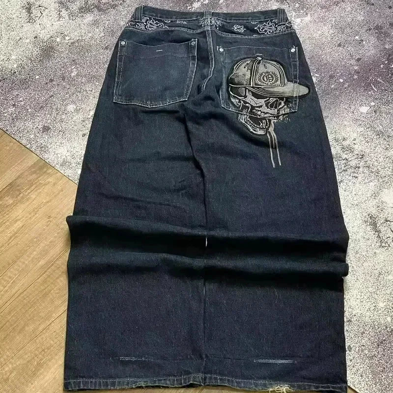 American Retro Embroidery Baggy Jeans