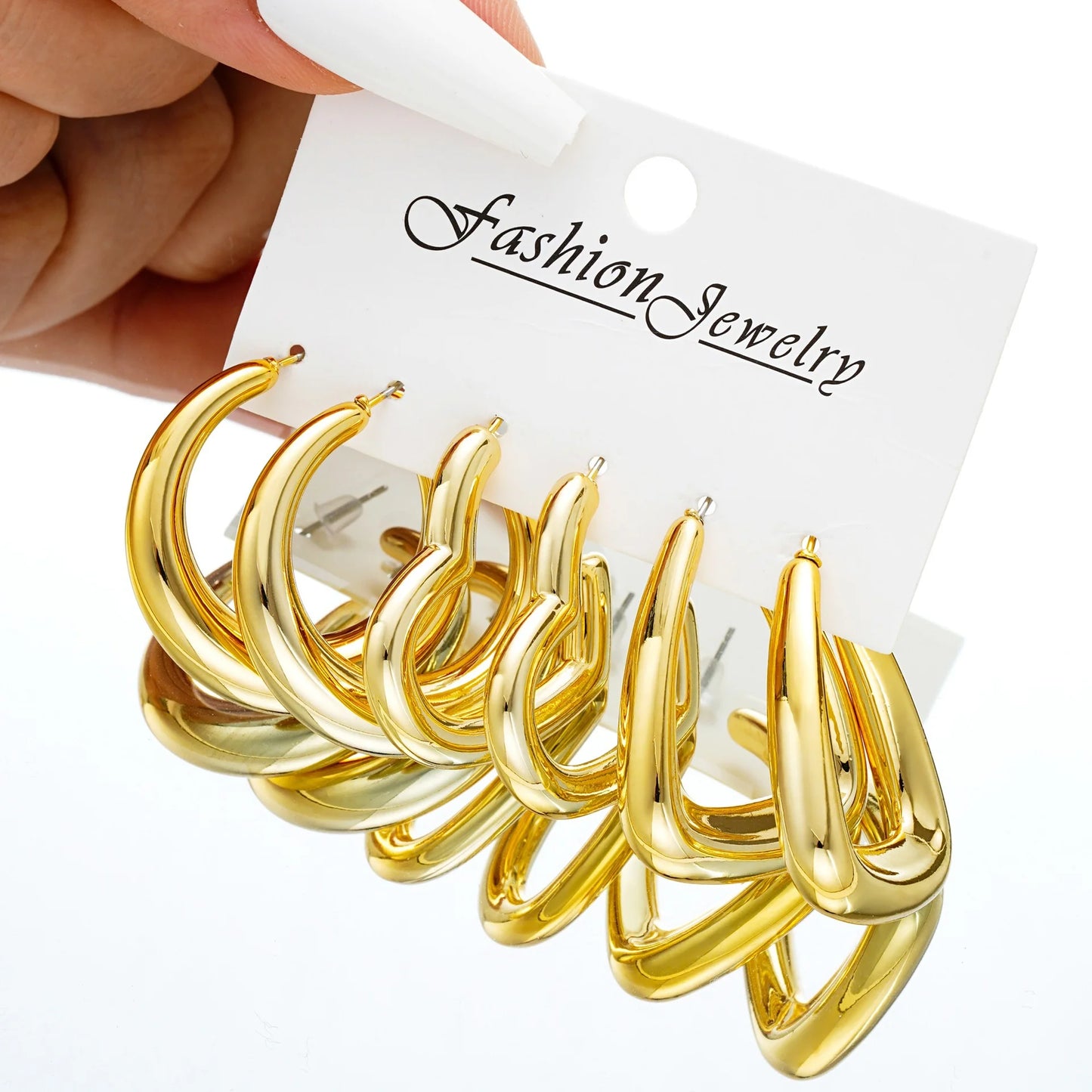 6pcs Chunky Hoop Earring