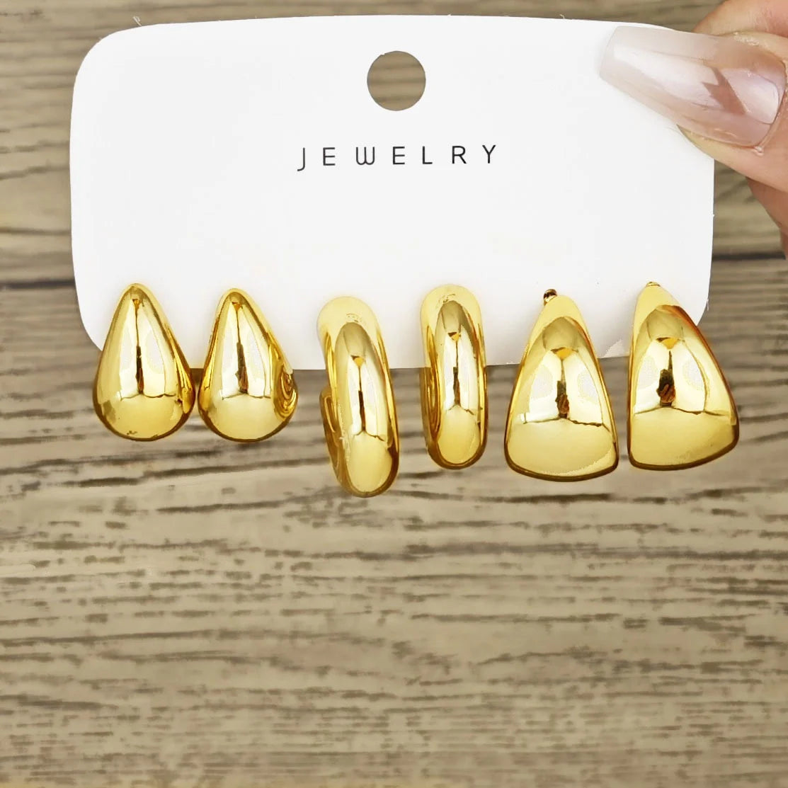 6pcs Chunky Hoop Earring