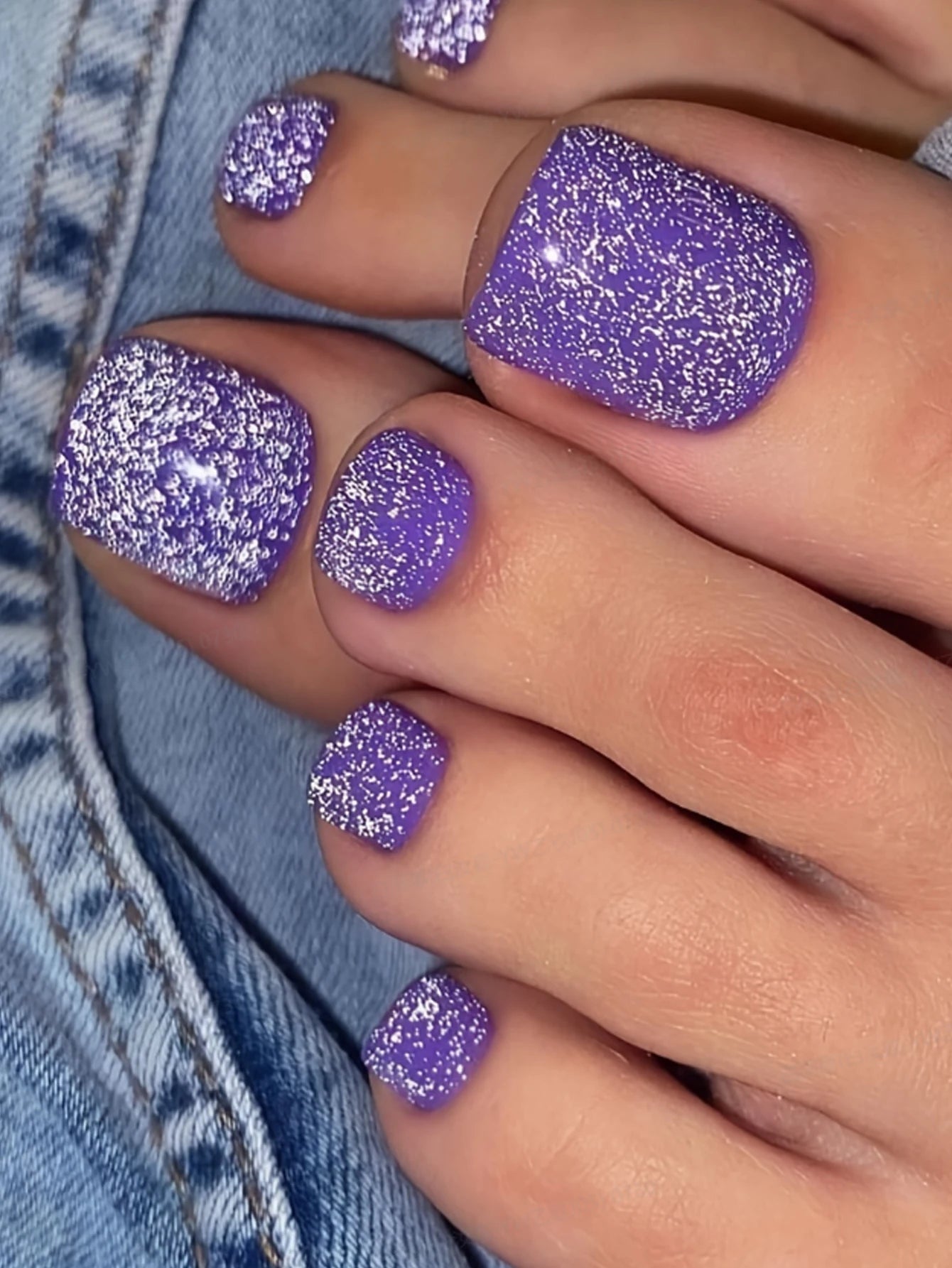 24PCS Short Square Pink Toe Press-ons