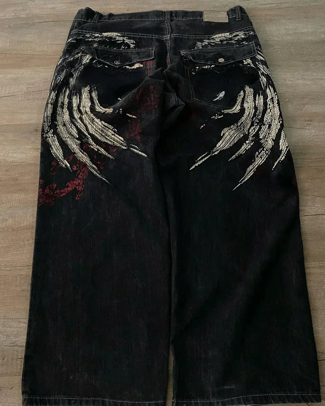 American Retro Embroidery Baggy Jeans