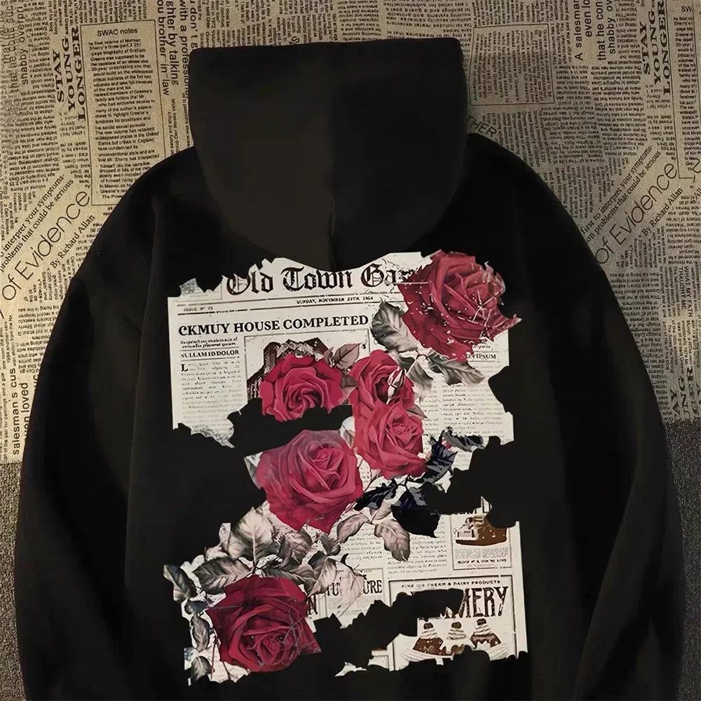 Graphic rose printed hoodie